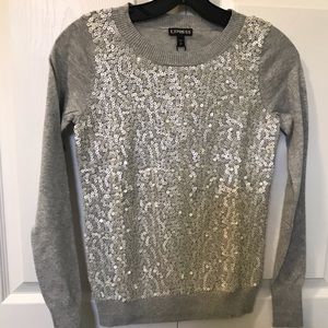 Express Leather Sequin Gray Sweater